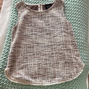 W5 Women's Sleeveless Tweed Top - Cream and Brown